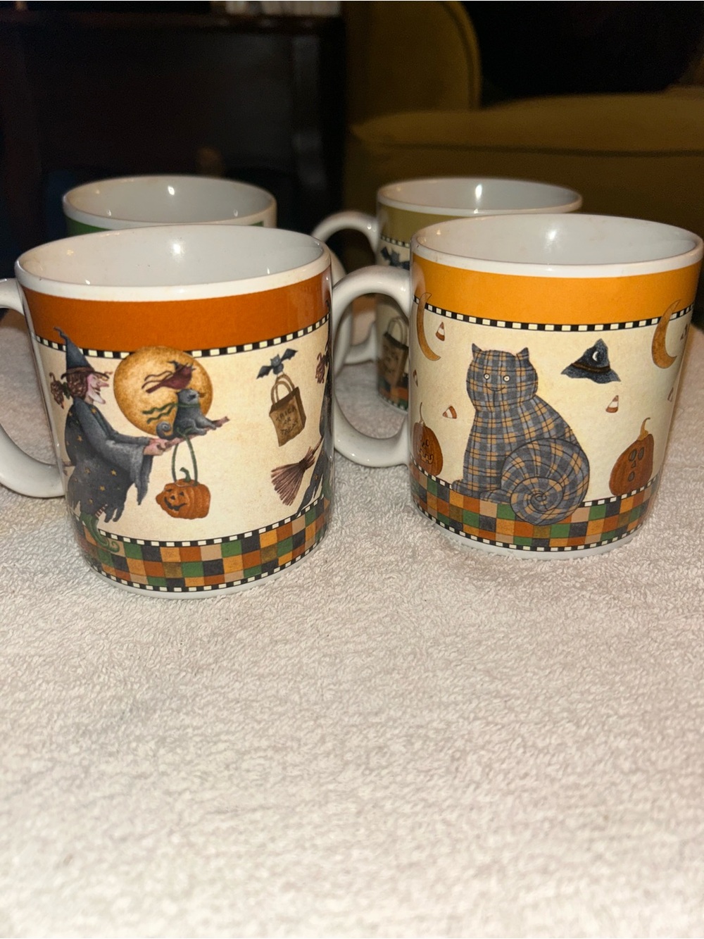 Halloween Pattern Ceramic Mug - Orange Accent